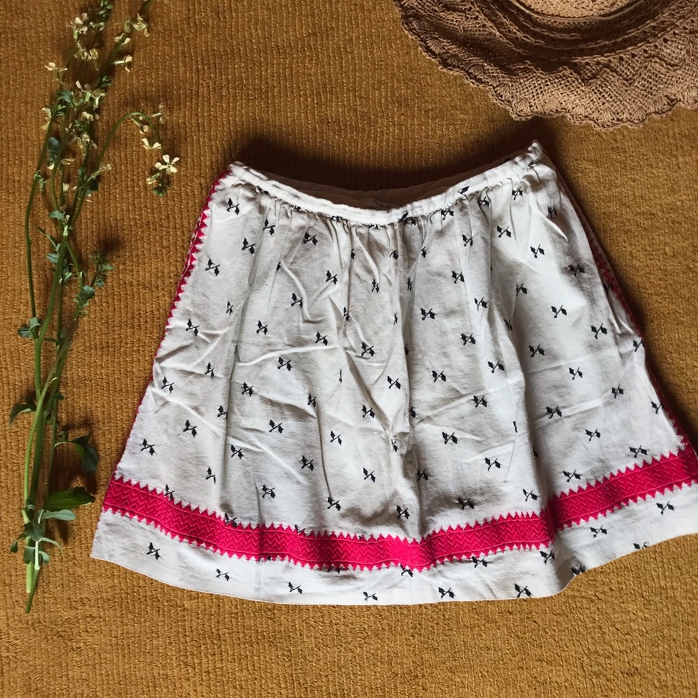 Madewell embroidered linen skirt.